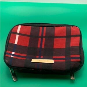 Red and Black Plaid Toiletry Bag with Zipper
